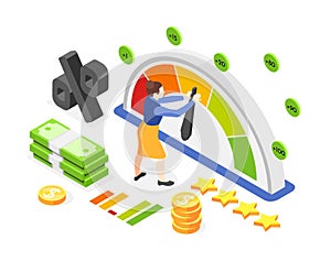 Credit Score Isometric Composition