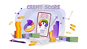 Credit score mobile application with rating scale