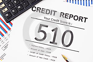 Credit score report.