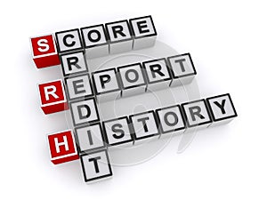 Credit score report history word block