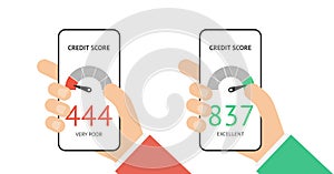 Credit score scale concept flat vector illustration