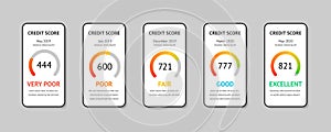 Credit score scale concept flat vector illustration