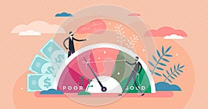 Credit score vector illustration. Wealth evaluation in tiny persons concept photo