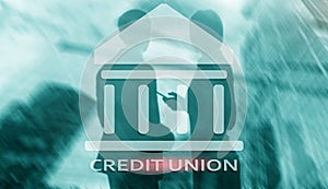 Credit Union. Financial cooperative banking services. Finance abstract background.