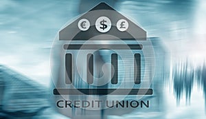 Credit Union. Financial cooperative banking services. Finance abstract background.