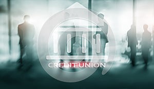 Credit Union. Financial cooperative banking services. Finance abstract background