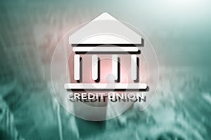 Credit Union. Financial cooperative banking services. Finance abstract background