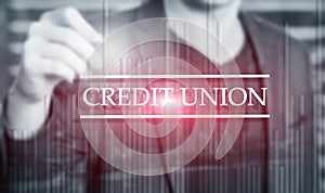 Credit Union. Financial cooperative banking services. Finance abstract background.