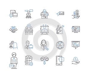 Credit union line icons collection. Membership , Savings , Loans , Deposits , Interest , Checking , Co-op vector and