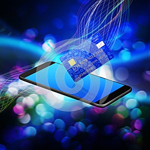 Creditcard with smartphone,cell phone illustration photo