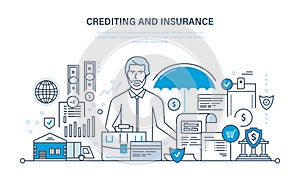 Crediting, property insurance, financial security, commercial activity, finance, business, technology.