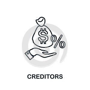 Creditors icon. Simple element from business management collection. Creative Creditors icon for web design, templates