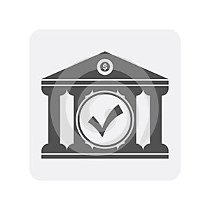 Creditworthiness icon with bank building element