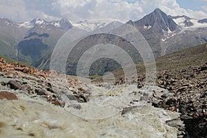 Creek from glaciers, Otztal alps, Austria