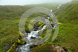 Creek at the hiking track at the river Svarfadardalsa in Dalvik,Iceland,Europe