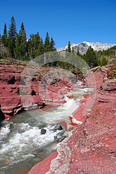 Waterton Lakes National Park, Canadian Rocky Mountains, Creek running through Red Rock Canyon, Alberta, Canada