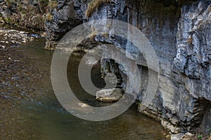 creek with steep rock wald in a nature reserve