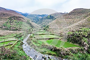 creek between terraced fields of Dazhai village
