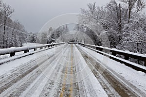 Creek in Winter Snow Scene