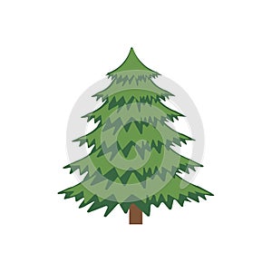 Creen Christmas tree on white background. Vector illustration