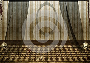 Creepily abandoned room backdrop