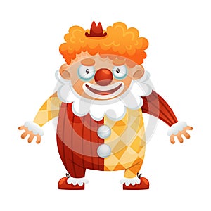 Creepy Clown with Red Nose as Halloween Character Vector Illustration