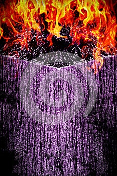 Creepy dark background with fire