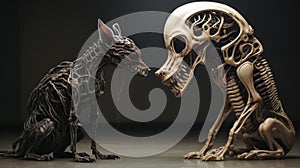 Creepy Dog-xenomorph Hybrid: A Dark And Intricate Vray Tracing Artwork