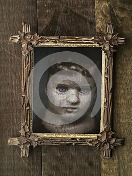 Creepy Halloween Framed Doll