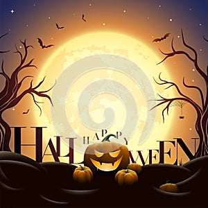 Creepy Halloween midnight illustration