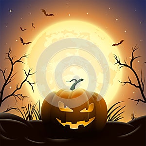 Creepy Halloween midnight illustration