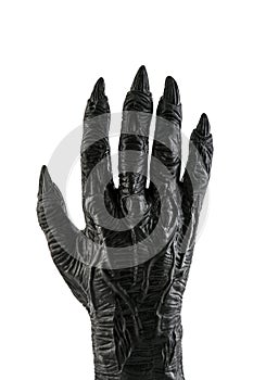 Creepy monster hand isolated on white background