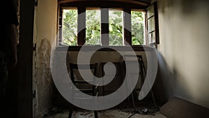 Creepy old room in an abandoned mansion