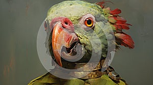 Creepy Parrot Painting In The Style Of Joshua Hoffine And Norman Rockwell