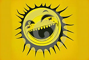 Creepy smile from the sun, digital illustration painting artwork, abstract background