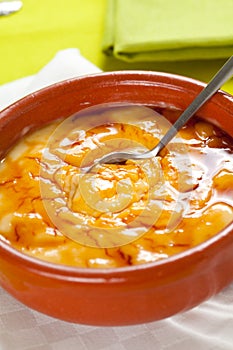 Crema catalana delicious typical Spanish dessert photo