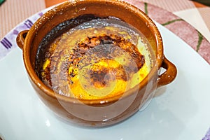 Crema catalana, typical dessert from Catalonia, Spain. It is the best known Catalan dessert, made with a base of milk, eggs and photo