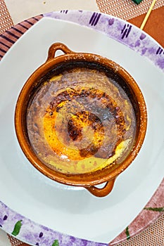 Crema catalana, typical dessert from Catalonia, Spain. It is the best known Catalan dessert, made with a base of milk, eggs and photo