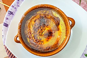 Crema catalana, typical dessert from Catalonia, Spain. It is the best known Catalan dessert, made with a base of milk, eggs and photo