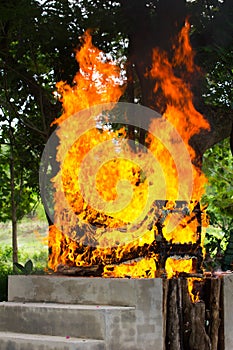 Cremation at graveyard in thailand