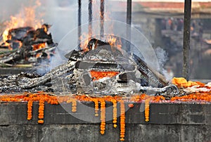 Cremation near Pashupatinath temple in Kathmandu