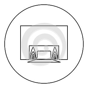 Crematorium cremation process of cremation crematory equipment icon in circle round black color vector illustration image outline