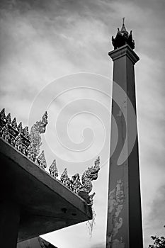 The crematory at Thai temple with black and white image