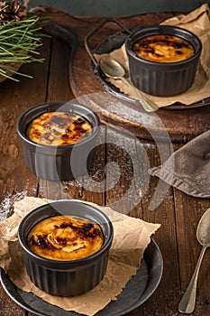 Creme brulee french dessert or leite creme portuguese dessert