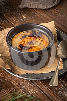 Creme brulee french dessert or leite creme portuguese dessert