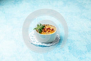 Creme brulee - traditional french vanilla cream dessert with caramelised sugar on top