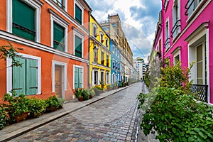 Cremieux Street Rue Cremieux, Paris, France. Rue Cremieux in the 12th Arrondissement is one of the prettiest residential streets