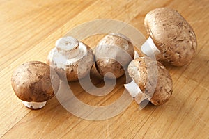Cremini Mushrooms on Wood Surface