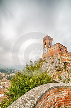 Crenellated clock tower