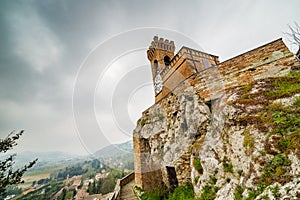 Crenellated clock tower photo